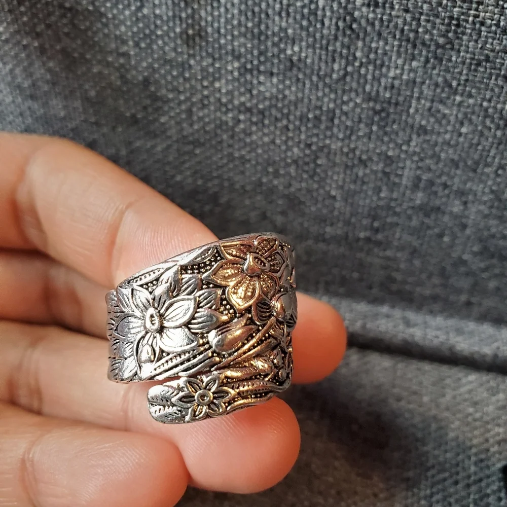Vintage Spoon Ring Dainty Flower